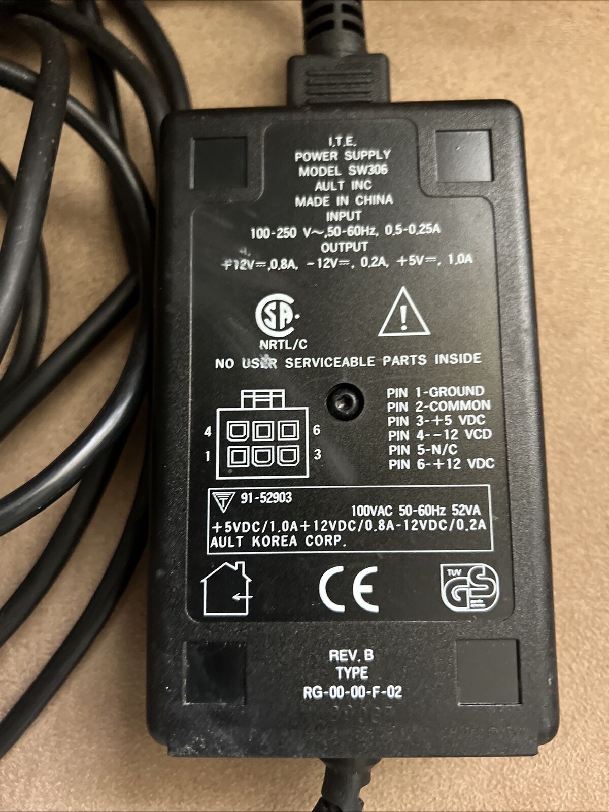 *Brand NEW* AULT SW306 5VDC 1A 12VDC 0.8A AC ADAPTER ITE RG-00-00-F-02 POWER SUPPLY